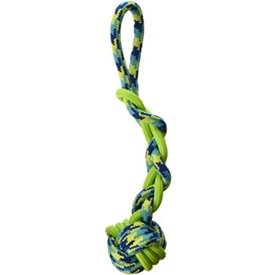 Afbeelding van Zeus fitness touw &amp; tpr ball tug blauw/geel 40x8x8cm