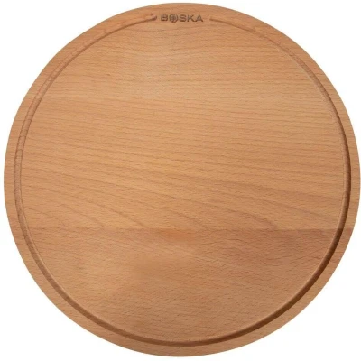 Afbeelding van Boska Pizzaplank Amigo L Rond Borrelplank van Duurzaam Beukenhout Met opvanggeul Ø 34 cm