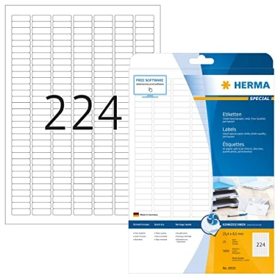Afbeelding van Herma 8830 Inkjet etiketten, 25,4 x 8,5 A4, 5600 stuks, wit