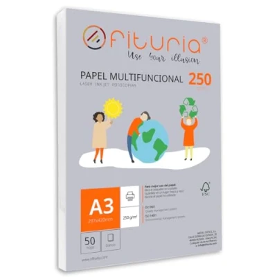 Afbeelding van 50 x 250 g A3 wit vel multifunctioneel papier voor school en werkomgeving, ideaal laserprinters, jet of kopieerapparaten. Ofituria