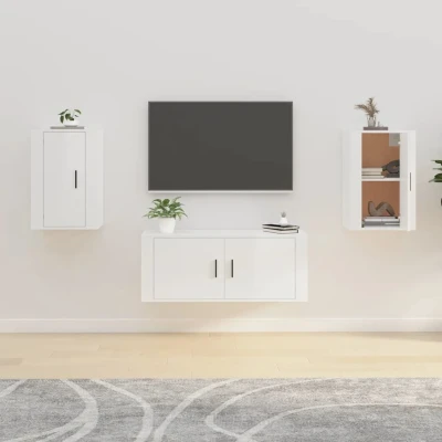 Afbeelding van Tv wandmeubels 2 st 40x34,5x60 cm hoogglans wit