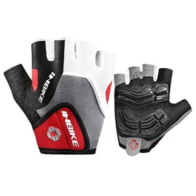 Afbeelding van INBIKE Fietshandschoenen Handschoenen Vingerloze Heren Half Vinger Met Gel Ademend Elastisch voor Fietsen Hardlopen Buitenactiviteiten (Rood, L)