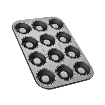 Afbeelding van Zenker 7423 Rum Baba vorm, mini savarinvorm, taartvorm, staal, zwart, 38,5 x 26,5 3 cm, 15,16 10,43 1,18 inch