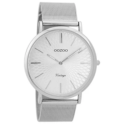 Afbeelding van OOZOO Timepieces zilverkleurige horloge met metalen mesh armband C9340
