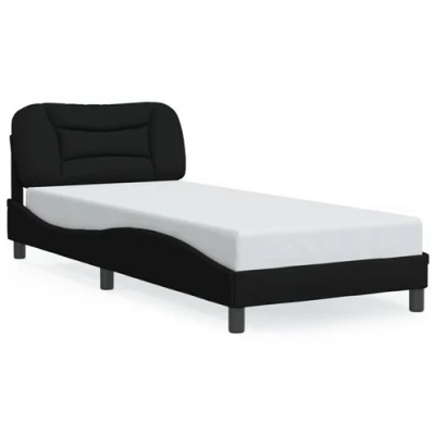 Image de vidaXL Cadre de lit avec lumières LED noir 90x190 cm tissu