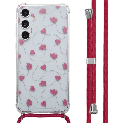 Afbeelding van imoshion Design hoesje met koord voor de Samsung Galaxy A55 Dusty Rose Connected Hearts