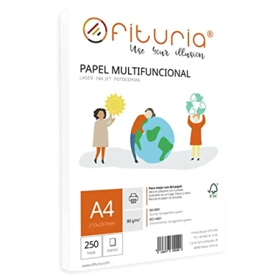 Afbeelding van Ofituria 80 g A4 vellen met 250 blanco, multifunctioneel papier voor school en werkomgeving, ideaal laserprinters, injectie of kopieerapparaten