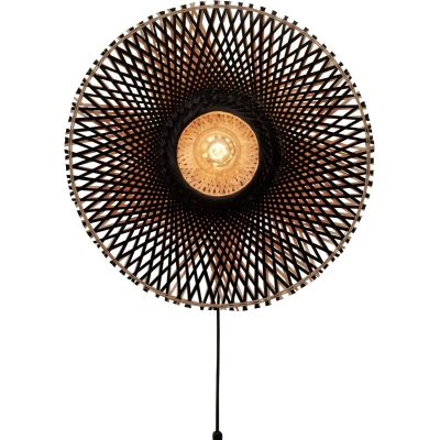 Afbeelding van GOOD&amp;MOJO Wandlamp Kalimantan Bamboe/Zwart Ø60cm Zwart