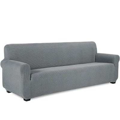 Afbeelding van TIANSHU Bankovertrek voor 4 zitsbank, jacquard, elastische bankhoes, bank met armleuningen, bankbekleding, decoratie woonkamer of slaapkamer, lichtgrijs