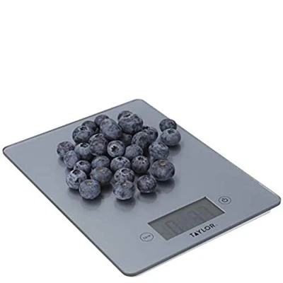 Afbeelding van Taylor Pro Digitale keukenweegschaal met ultradun design, compact, professionele standaard, nauwkeurige tarrafunctie, glastin, 5 kg capaciteit