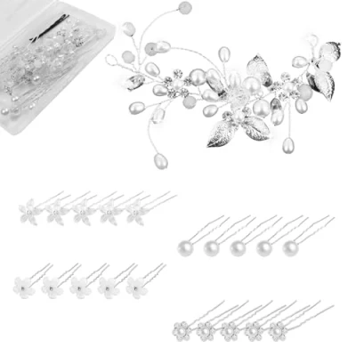Afbeelding van UZSUZZ bruiloft haaraccessoires, haaraccessoires kristal bloem strass kralen voor