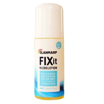 Afbeelding van Olanmarp FIX IT huidlijm speciale in water oplosbare kleeflotion voor een veilige grip van textiel, compressiekousen en meer Made Germany (60 ml)