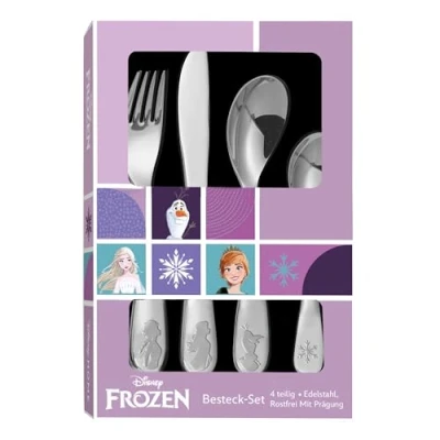 Afbeelding van p:os 35805 Frozen set voor meisjes, 4 delig kinderbestek van roestvrij staal, met mes, vork, soep en dessertlepel, 35805, meerkleurig