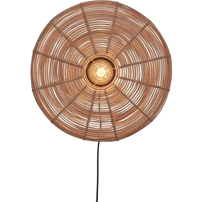 Afbeelding van GOOD&amp;MOJO Wandlamp Tanami Rotan Zwart Ø55cm Bruin