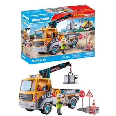Image de Playmobil Action Heroes 71750 Camion grue, ouvrier &amp; accessoires
