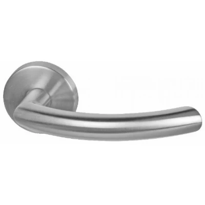 Afbeelding van Deurklink &quot;Black&quot; op rond rozet 50mm Geborsteld RVS