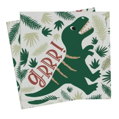 Afbeelding van ScrapCooking 20 dino servetten 33 x cm decoratie verjaardag dinosaurus, groen