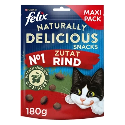 Afbeelding van 3x180g Rund met Gojibessen Naturally Delicious Felix Kattensnacks