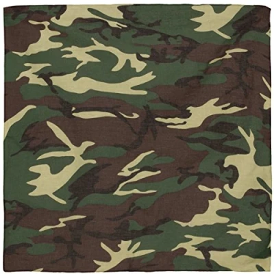 Afbeelding van PURECITY© Bandana Originele Paisley Pure Katoenen Sjaal Premium Kwaliteit Afmetingen 52 cm x Nieuwe Collectie, 35 # Woodland Camouflage, One Size, Camouflage