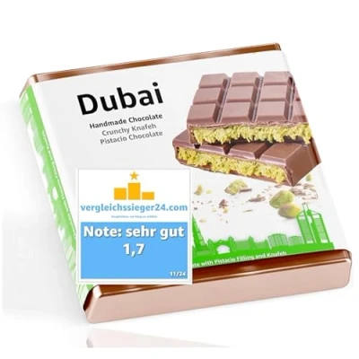 Image de Chocolat au lait de Dubaï aux pistaches et Kadayif, préparé selon la recette originale, 100 g