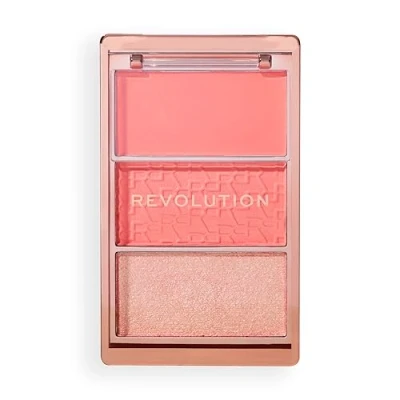 Image de Revolution, Blush Icon Palette (Authentic Peach), de Crème et Poudre Compacte, Haute Pigmentation, 3 Teintes, Authentic Peach, Vegan Non Testée sur les Animaux