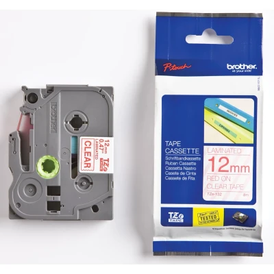 Afbeelding van Brother TZe 132 Tape Rood op transparant (12 mm)