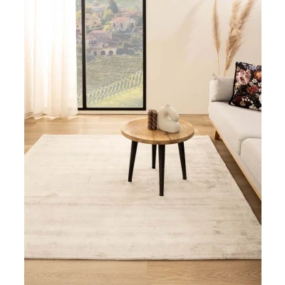 Afbeelding van Viscose Tapijt/Vloerkleed Vierkant Glamour Ivoor 100x100 Cm