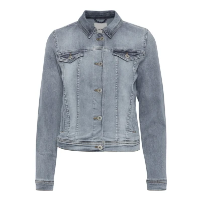 Afbeelding van ICHI Ihstamp Spijkerjas, Dames, Maat: 38, Washed light blue