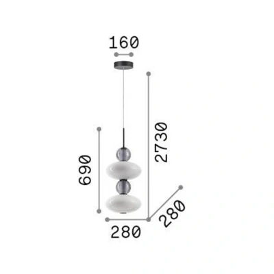 Afbeelding van Ideal Lux hanglamp Lumiere 2, opaal/grijs glas