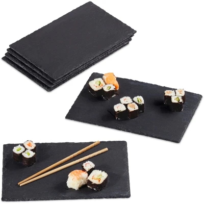 Afbeelding van Relaxdays 12 x serveerplank leisteen placemats 20 30 cm kaasplankje antraciet