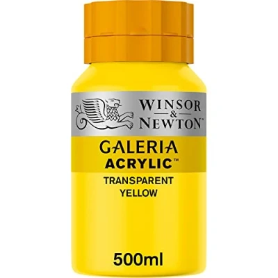 Afbeelding van Winsor &amp; Newton 2150653 Galeria acrylverf, hoge pigmentatie, lichtecht en verouderingsbestendig, romige vloeiende consistentie 500ml Pot, Transparent Yellow