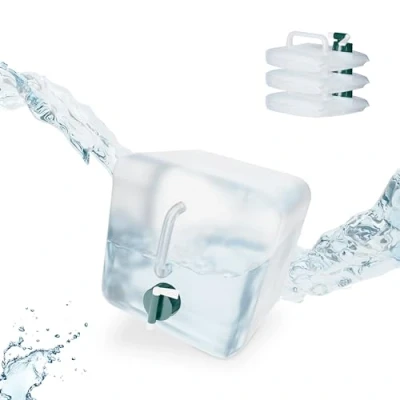 Afbeelding van Relaxdays opvouwbare jerrycan set van 4 watercontainer met kraan kunststof waterzak 5 Liter