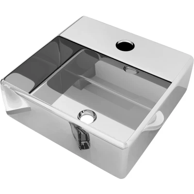 Afbeelding van Wastafel met kraangat 38x30x11,5 cm keramiek zilverkleurig