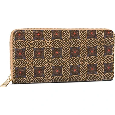 Afbeelding van styleBREAKER Damesportemonnee van kurk met kleurrijke motiefprint in etnische look, ritssluiting, Portemonnee 02040138, zwart rood blauw, één maat, portemonnee, Zwart/Rood/Blauw,