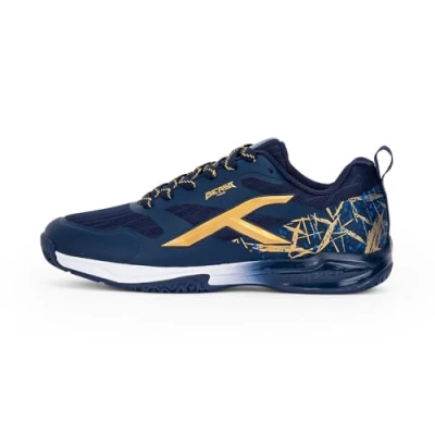 Afbeelding van HUNDRED Beast Max Non Marking Professionele Badminton Schoenen voor Heren (Navy/Gold, EU 40/UK 6/US 7) Materiaal: Polyester/TPU Geschikt Zaaltennis/Squash/Tafeltennis/Basketbal &amp; Padel