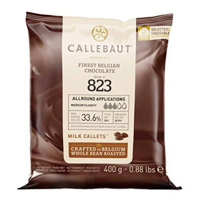 Image de Callebaut N 823 (33,6%) Chocolat de Couverture au Lait Belge Finest Belgian Milk Chocolate (Callets) 400g