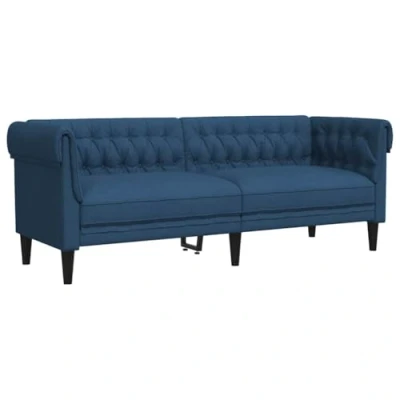 Afbeelding van vidaXL Driezitsbank Chesterfield stijl stof blauw