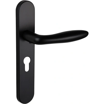Afbeelding van Lavuzo deurkruk Pratona Zwart met afgerond schild PC55 Per set Deurklink