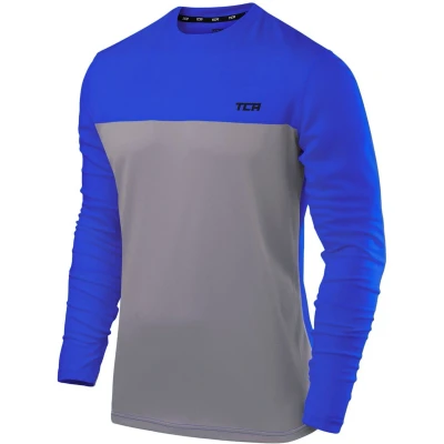 Afbeelding van TCA Mannen Element Lange Mouw Ronde Hals Hardloop Top Grijs/Blauw, M