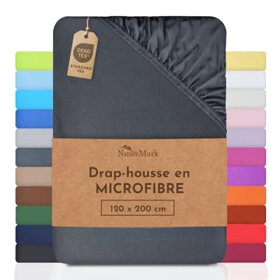 Afbeelding van NatureMark Hoeslaken van microvezel, speciale prijs. Merkproduct in verschillende maten en kleuren, 100% polyester, antraciet, 120 x 200 cm
