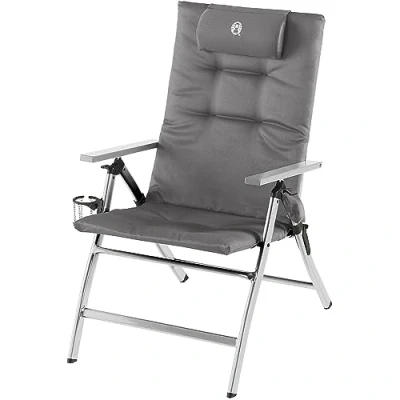 Afbeelding van Coleman Zwart Aluminium 5 Standenstoel Campingstoel Opvouwbaar Grijs