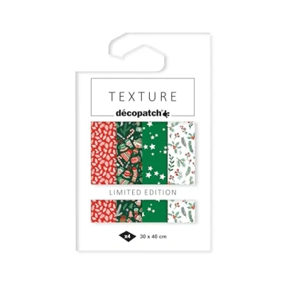 Afbeelding van Décopatch TD897C assortiment van 4 foliedrukken met warmtecoating decoratief papier voor Kerstmis