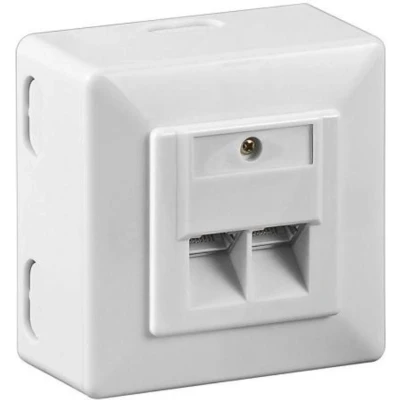 Afbeelding van Wandcontactdoos Cat 6 Inbouw en opbouw Wit Allteq