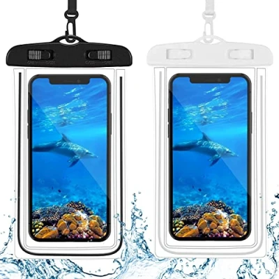 Afbeelding van MEETTIKEY 2 PCS Pochette Etanche Smartphone, IPX8 Universelle Plage Accessoire Pochettes Telephone pour IPhone 13/12/11 Mini Pro Max XS XR X, Samsung S20 A10 Sony (Noir+Blan)
