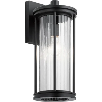 Afbeelding van Kichler LED Wand Buitenlamp Barras 1X E27 Max 40W IP44 Dimbaar Black