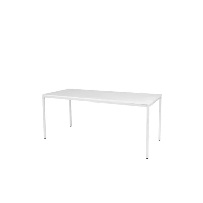 Afbeelding van Domino Basic bureautafel, vaste hoogte met 180x80cm licht grijs 25mm blad en wit (RAL9010) 4 poot frame
