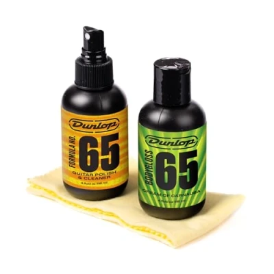 Afbeelding van JIM DUNLOP 6501 System 65 Guitar Polish Kit, voor lichaamsreiniging van elektrische en akoestische gitaar, bevat 2 Formula65 producten microvezeldoeken