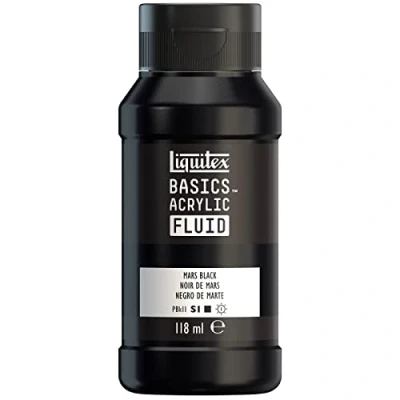 Afbeelding van Liquitex Basics Fluid Acrylverf met vloeibare consistentie, sneldrogend, lichtecht, waterdicht, op waterbasis, 118 ml, marszwart