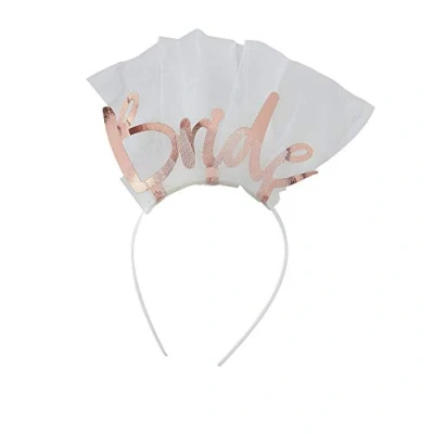 Afbeelding van BRIDE DIADEEM / TIARA SLUIER VRIJGEZELLENFEEST WIT ROSEGOLD FOIL FLORAL HEN PARTY GINGER RAY