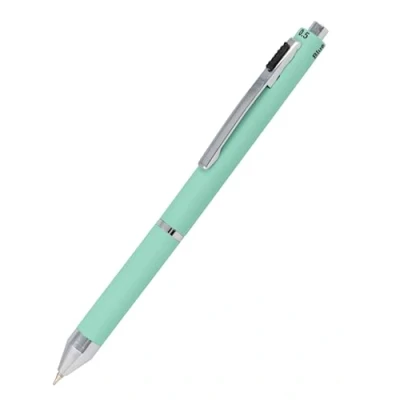 Afbeelding van Multipen 4 in 1, balpen en potlood, multifunctionele pen van metaal, 3 balpenvullingen blauw, zwart rood, 1 vulpotlood, met gum mintkleur
